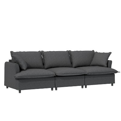 NicBex Couches for Living Room 3pc L-shaped Sectional Sofa Modern Chenille Upholstered Sofa Couch with Movable Ottoman