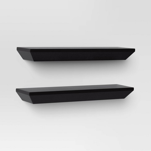 2pc Wedge Shelves Black Threshold Wood Frame No Assembly Fsc Certified 16 Width Target