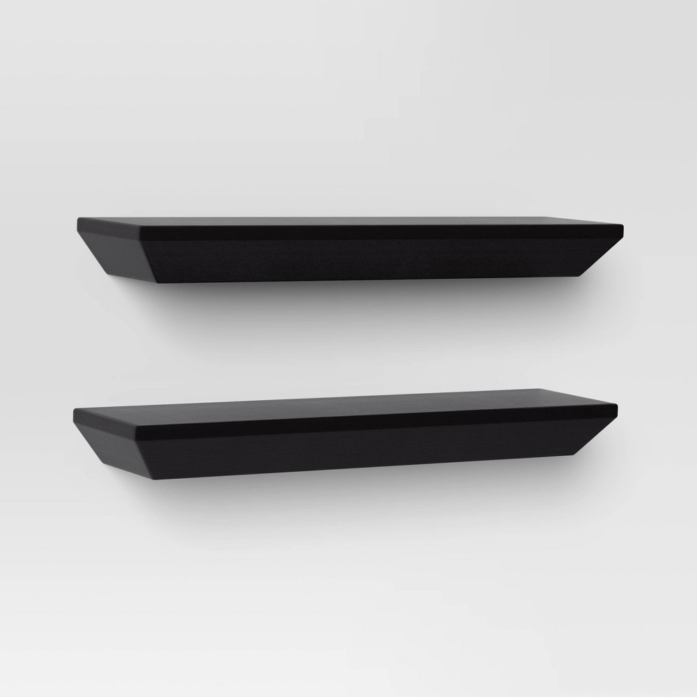 2pc Wedge Shelves Black - Threshold™: Wood Frame, No Assembly, FSC Certified, 16" Width