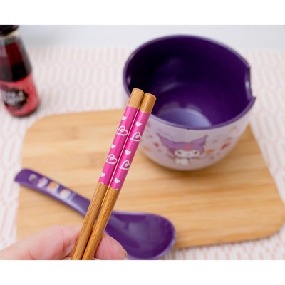 Kuromi Purple Ceramic Halloween Soup Bowl Set with Spoon and Chopsticks