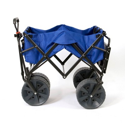 Mac Sports Heavy Duty Steel Frame Collapsible Folding 150-Lb Capacity Outdoor Beach Garden Utility Wagon Cart with 4 All Terrain Wheels & Table, Blue