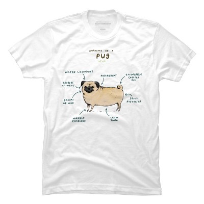 Men's Design By Humans Anatomy of a Pug By SophieCorrigan T-Shirt