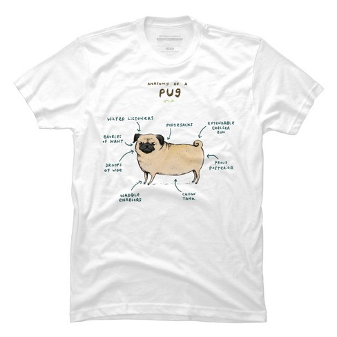 Men's Design By Humans Anatomy Of A Pug By Sophiecorrigan T-shirt