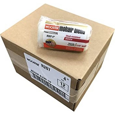 Wooster Genuine 4" Mohair Blend 1/4" Nap Roller Cover 12-Pack, R207-4-12PK