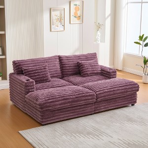 TinyHomie Oversized Double Chaise Lounge Sofa 83.5" Sofa Bed Cloud Couch with Two Supportive Pillows, USB Ports and Cup Holders - 1 of 4