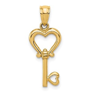 Black Bow Jewelry 14k Yellow Gold Heart Key Pendant, 9mm - 1 of 3