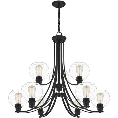 Pruitt 29" Transitional Matte Black 9-Light Chandelier