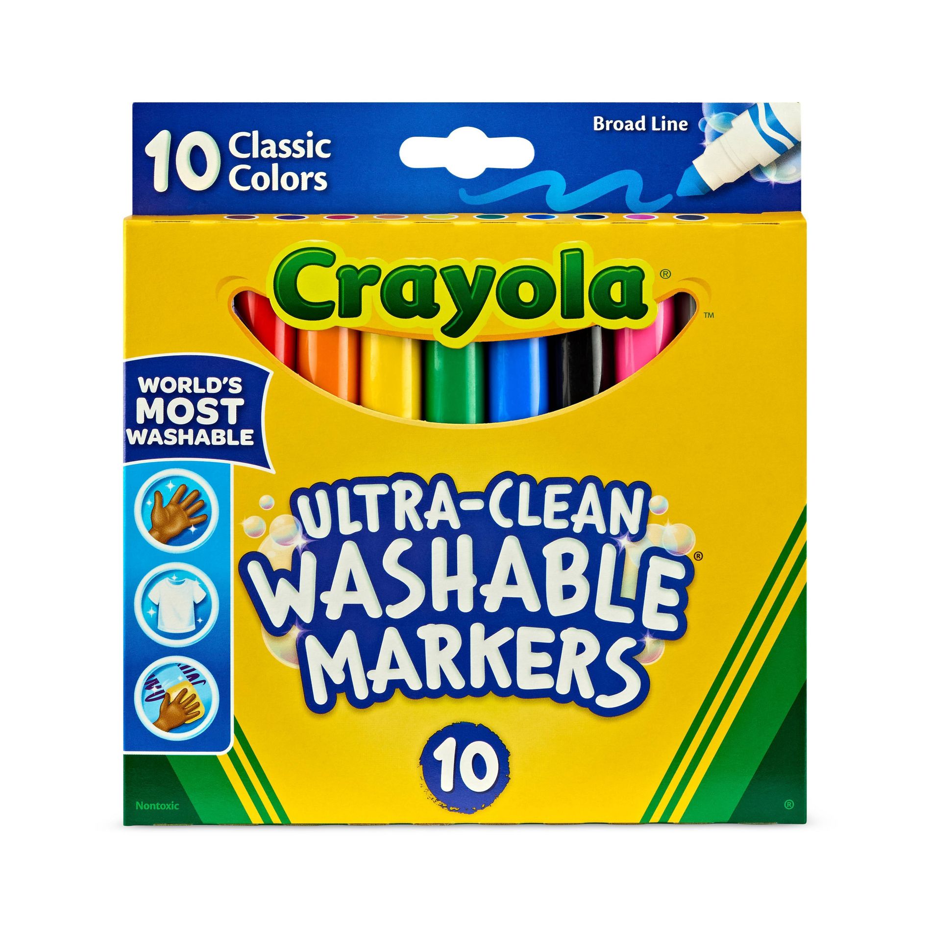 Crayola 10ct Ultra Clean Washable Broad Line Markers, School Supplies for Kids, Art Classroom Must Haves, Coloring Gift, Ages 3+