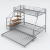 Twin Over Full Metal Bunk Bed with Trundle and Storage Staircase, Convertible Ladder, Silver Frame for Kids and Teens - 4 of 4