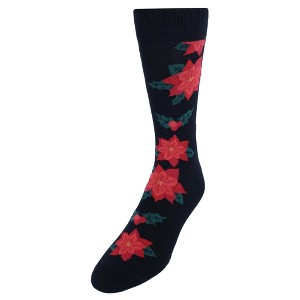 CTM Men's Christmas Poinsettias Novelty Socks (1 Pair) - 1 of 1