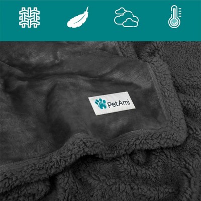 Large Plaid Light Grey Waterproof Reversible Pet Blanket