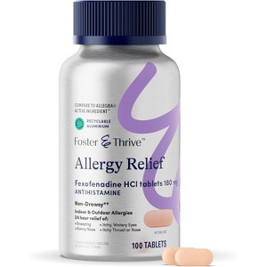 Foster & Thrive Allergy Relief Fexofenadine 180mg Tablets, 100 Count - 1 of 4