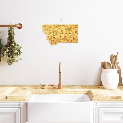Montana State Shaped Bamboo Cutting Board with Engraved Design