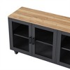 Gulches 63'' Farmhouse TV Stand for TVs Up to 70" - Black Buffet Cabinet with Tempered Glass Doors, Shelves & Wood Gourd Legs, Living Room - 3 of 4