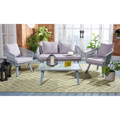 Belmi Gray 4-Piece Rope and Wicker Outdoor Living Set