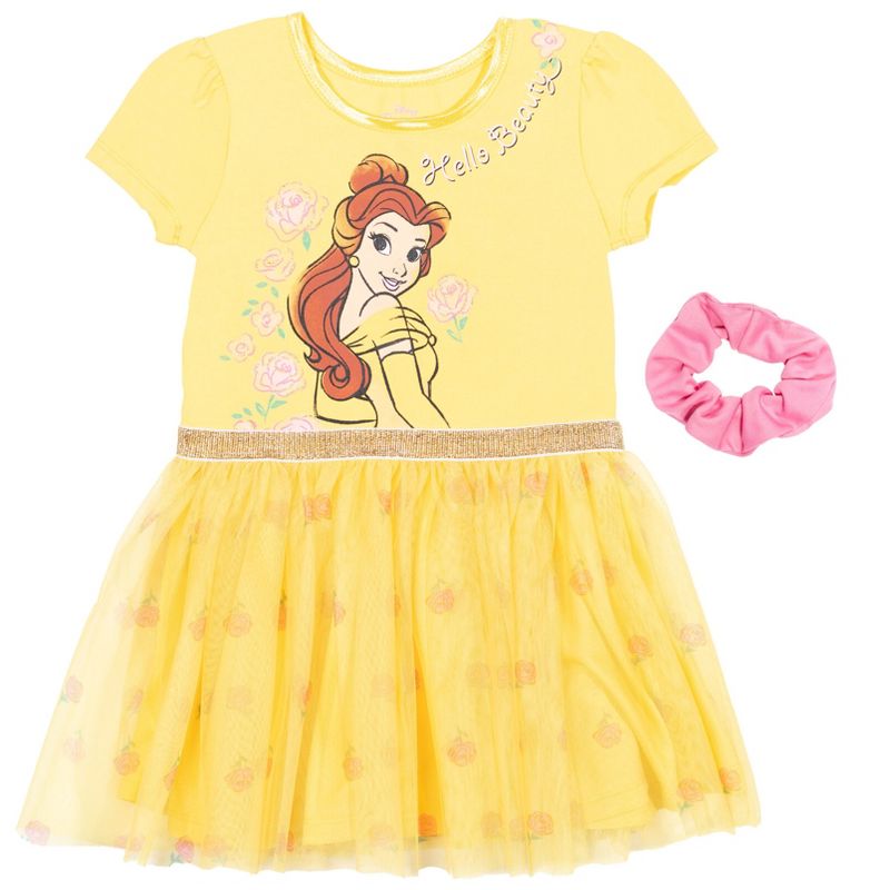 Disney Princess Belle Short Sleeve Tutu Dress Scrunchie Set Belle , 1 of 8