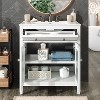 KWPZQEB 30" Bathroom Vanity with Ceramic Sink, Vanity Cabinet with Textured Glass Doors, Tip-Out Tray & Adjustable Shelf, Floor Storage Cupboard - 2 of 4