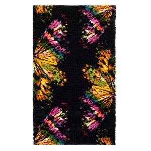 Black/Yellow Butterfly Loomed Accent Rug 3