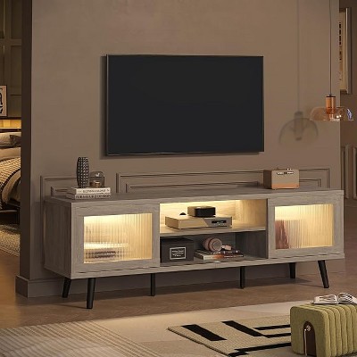 Bestier Modern 63" TV Stand with LED Lights for TVs up to 70" , Media Console with Cable Management