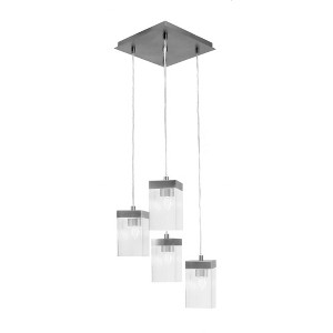 Toltec Lighting Nouvelle 4 - Light Pendant in  Graphite with 4" Square Clear Bubble Shade - 1 of 1