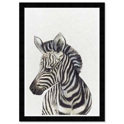 Wynwood Studio 21"x15" Cute Baby Zebra Animals Framed Art Print : Modern Decor, Digital Artwork, Plastic Frame