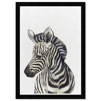 21" x 15" Cute Baby Zebra Animals Framed Art Print - Wynwood Studio