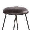 26" Modern Counter Height Barstool with Genuine Leather Upholstery and Metal Frame Black - The Urban Port: Sled Base, No Assembly Required - 4 of 4