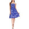LA LEELA Women's House Daily Routine Evening Wear Tube Casual Dress Mini Vacation Tube Top Backless Flowy Party One Size Blue, Floral - 4 of 4
