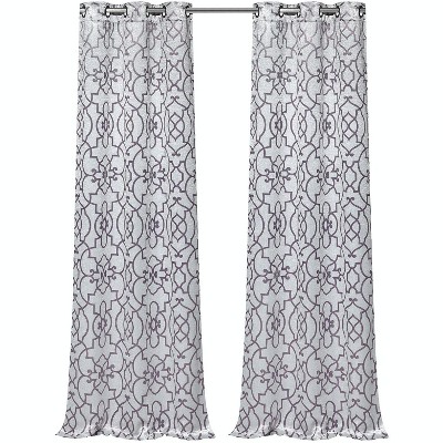 Kate Aurora 2 Pack Reversible Geometric Room Darkening Grommet Curtains