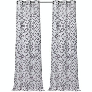 Kate Aurora 2 Pack Reversible Geometric Room Darkening Grommet Curtains - 1 of 4