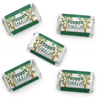 Big Dot of Happiness Family Tree Reunion - Mini Candy Bar Wrapper Stickers - Family Gathering Party Small Favors - 40 Count