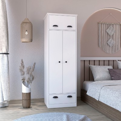 Tifton Black Engineered Wood Armoire with Hinged Drawer
