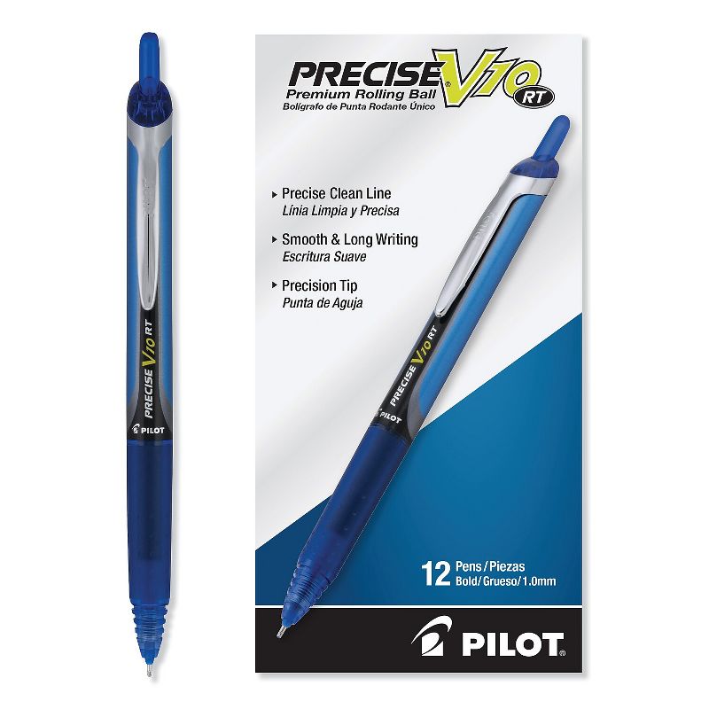 Pilot V10RT Retractable Roller Ball Pen Bold 1 mm Blue Ink/Barrel Stand 13453, 3 of 5