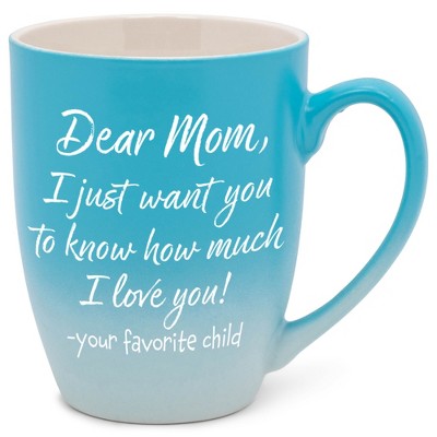 Elanze Designs Mom I Love You Two Toned Ombre Matte Sky Blue and White 12 ounce Ceramic Stoneware Coffee Cup Mug