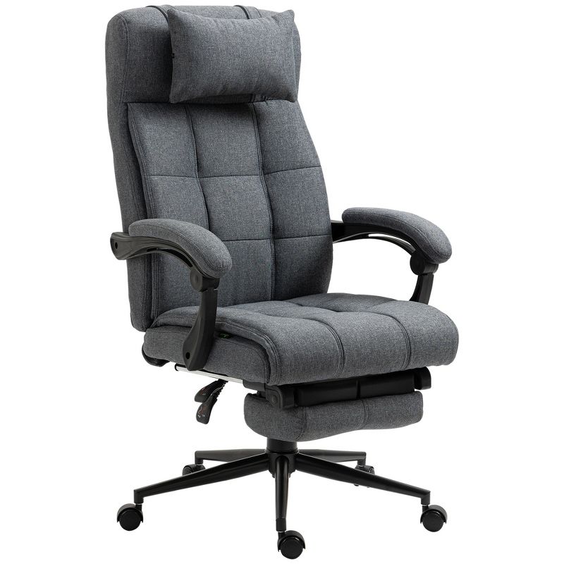 Vinsetto Executive Linen-Feel Fabric Office Chair High Back Swivel Task Chair with Adjustable Height Upholstered Retractable Footrest, Headrest and Padded Armrest, 5 of 15