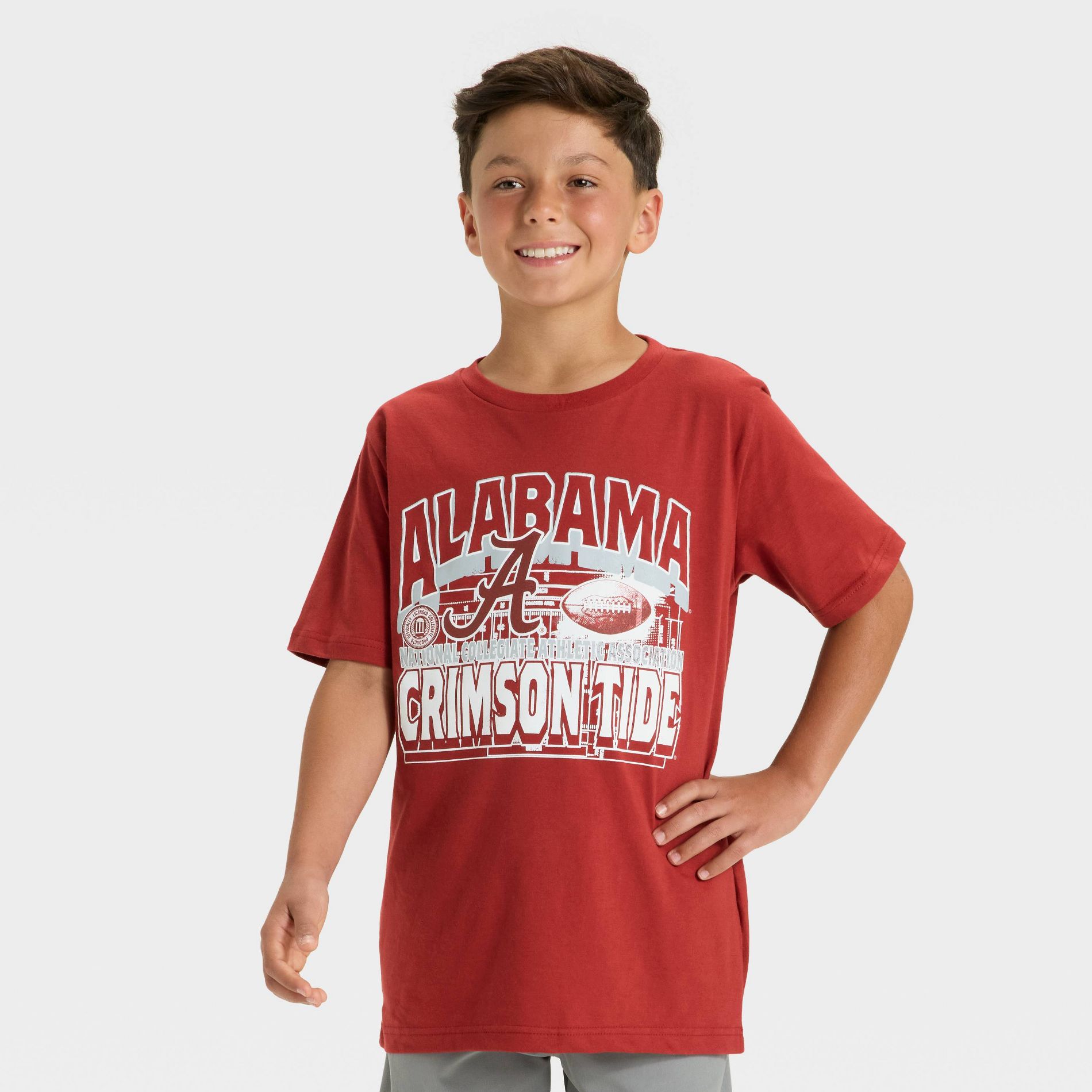 Boys' Alabama Crimson Tide Short Sleeve Oversized Graphic T-Shirt - Maroon XL