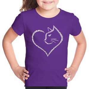 LA Pop Art Cat Heart - Girl's Word Art T-Shirt - 1 of 4