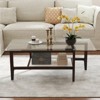 Tangkula 2-Tier Glass Coffee Table w/ Storage Shelf Solid Rubber Wood Legs for Office - 4 of 4