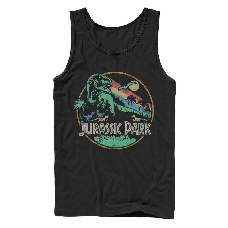 Men's Jurassic Park Rainbow Emblem Tank Top, 1 of 5