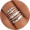 Non Tarnish Silver Plated Stackable Rings, Dainty Cubic Zirconia Thin Thumb Ring Set, Size 6-10 - 2 of 4