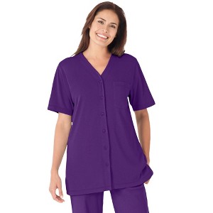 Woman Within Plus Size 7-Day Short-Sleeve Baseball Tunic - 1 of 4