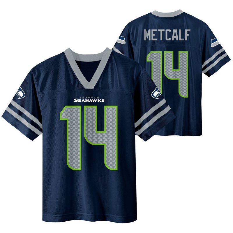 NFL Seattle Seahawks Boys&#39; Short Sleeve Metcalf Jersey, 1 of 4