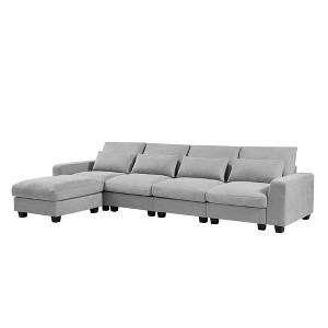 NicBex Modular Sectional Sofa Convertible L-Shaped Sofa Couch with Reversible Chaise & Storage,Linen Fabric Comfy Couch for Living Room - 1 of 4