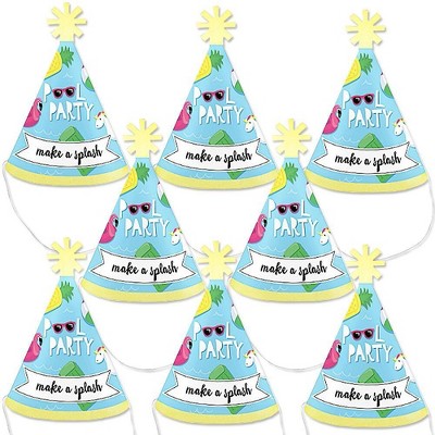 Big Dot of Happiness Make a Splash - Pool Party - Mini Cone Summer Swimming Party or Birthday Party Hats - Small Little Party Hats - Set of 8