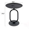 NicBex 24" Lantern-shaped Metal End Table, Modern Small Round Coffee Drink Cocktail Table, Small Accent Pedestal Table for Living Room, Cream White - 2 of 4