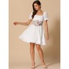 INSPIRE CHIC Women's Corset Mini Square Neck Short Sleeve Patchwork Smocked Dress - 2 of 4