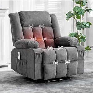Manual Recliner Chair,Massage Rocker Recliner Chair, Reclining Sofa with Massage and Heat - 1 of 4