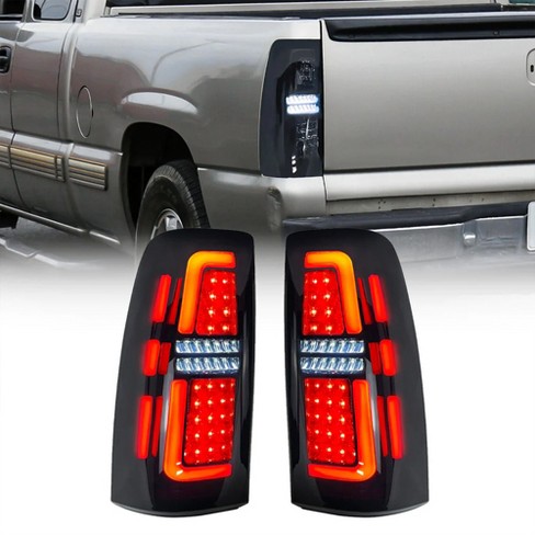 AMERICAN MODIFIED LED Back Tail Lights for 1999-2006 Chevy Silverado and  1999-2002 GMC Sierra 1500, 2500, & 3500, Smoke Black