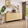Vipbear 58" Large Kitchen Storage Cabinet with Shelves and 4 Fluted Doors, Modern Console Table for Kitchen, Dining Room - 3 of 4