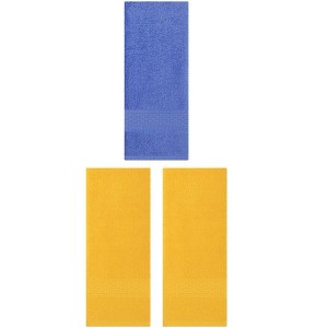 REGALWOVEN 3 Pack Solid Stripe Absorbent Soft Decorative Hand Towels for Bathroom 13" x 30" - 1 of 4